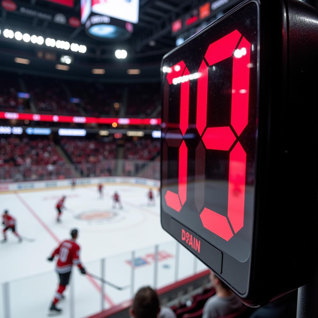 Hockey Game Clock Showing Stoppage Time