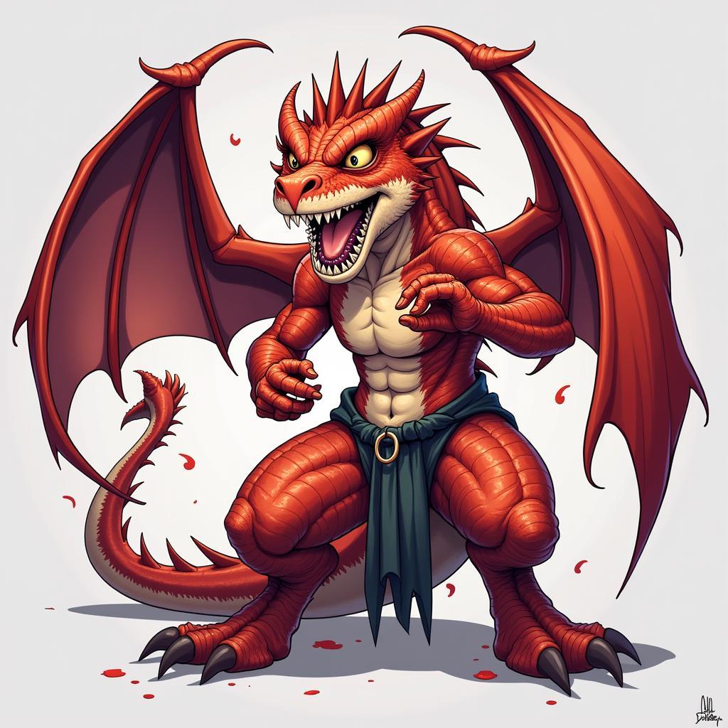 A detailed illustration of a typical bad dragon character