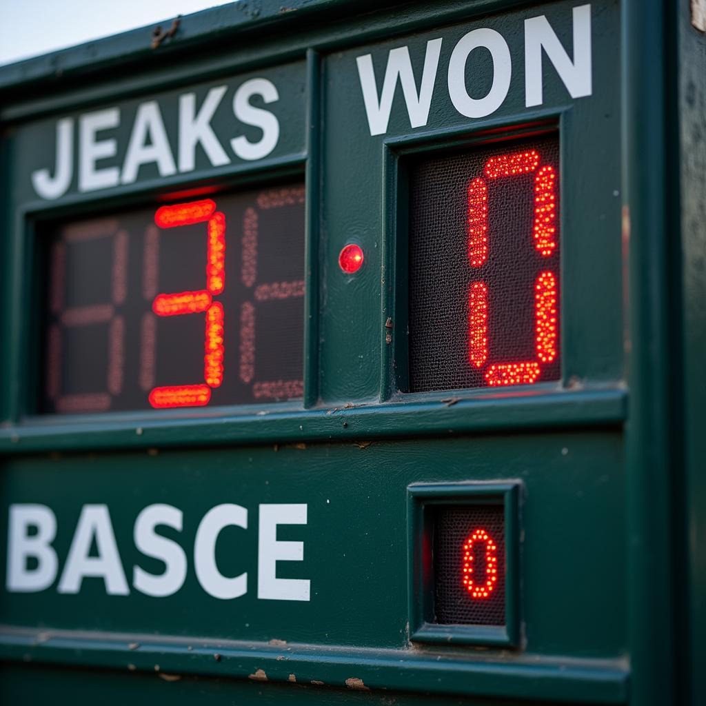 Baseball Scoreboard Showing 4-0