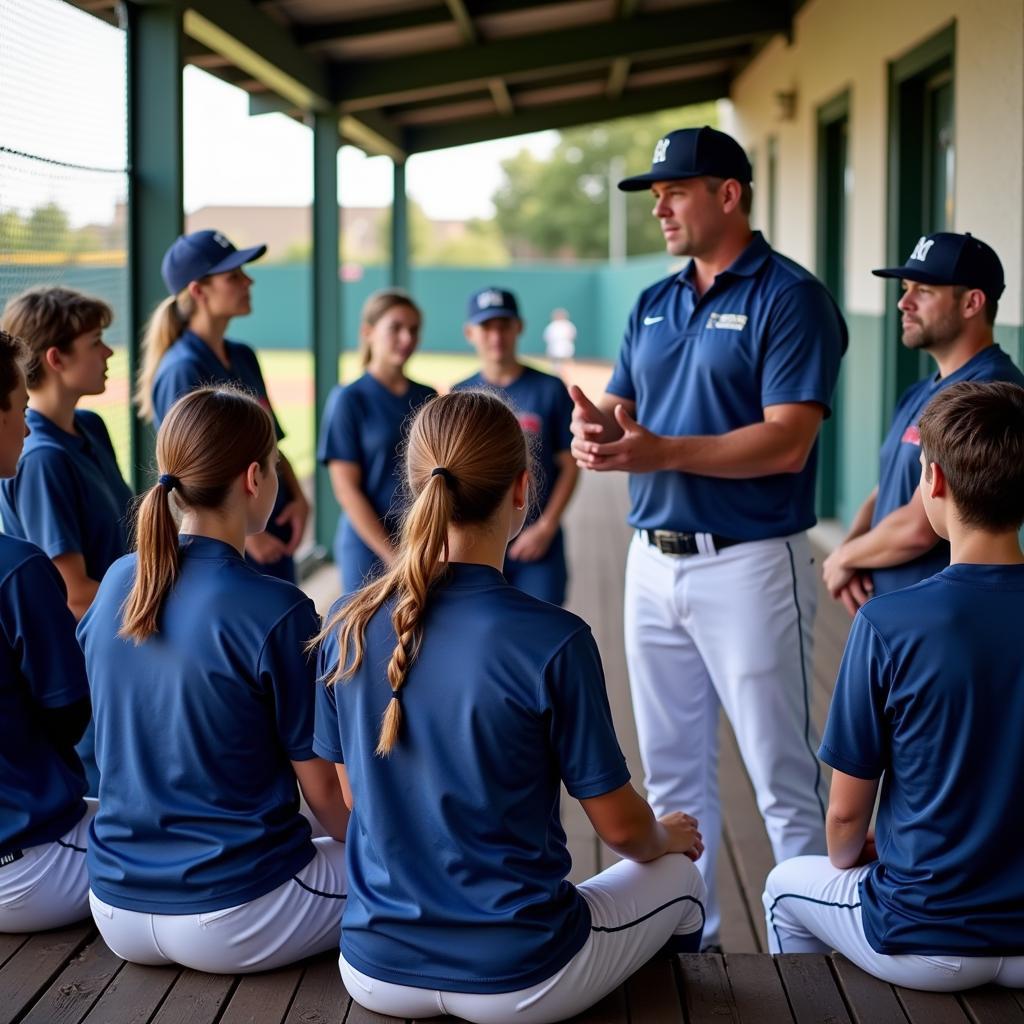 A baseball team meeting to discuss their seb rest strategy.