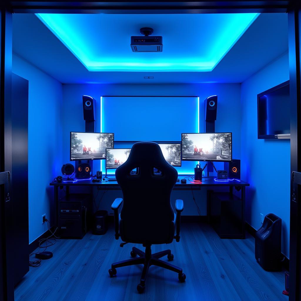 Blue Ceiling Lighting for Gaming Setup