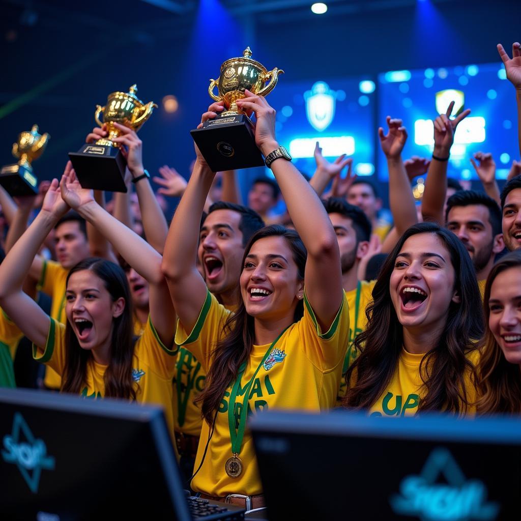 Brazilian Pro Gamers Celebrating Victory