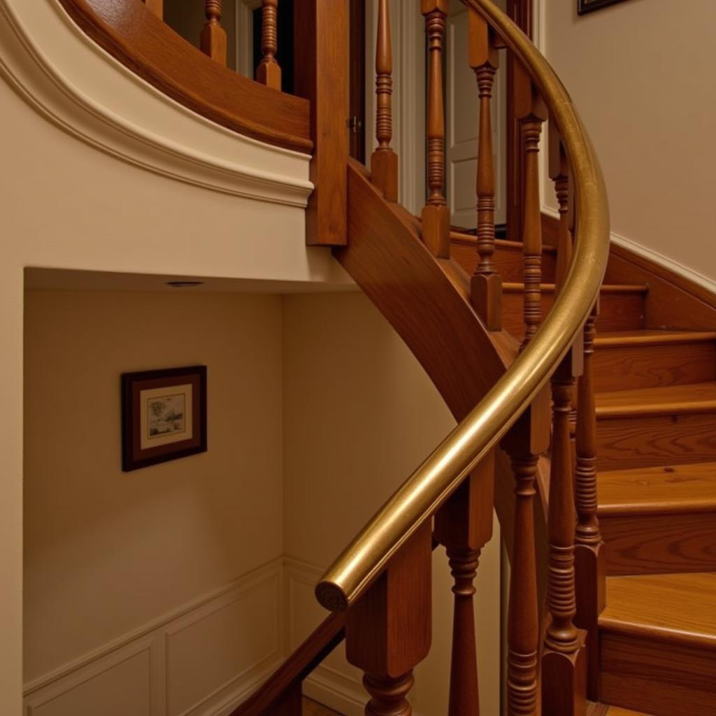 Bronze Handrail on a Traditional Staircase