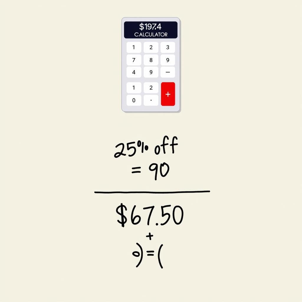 Calculating 25% off $90