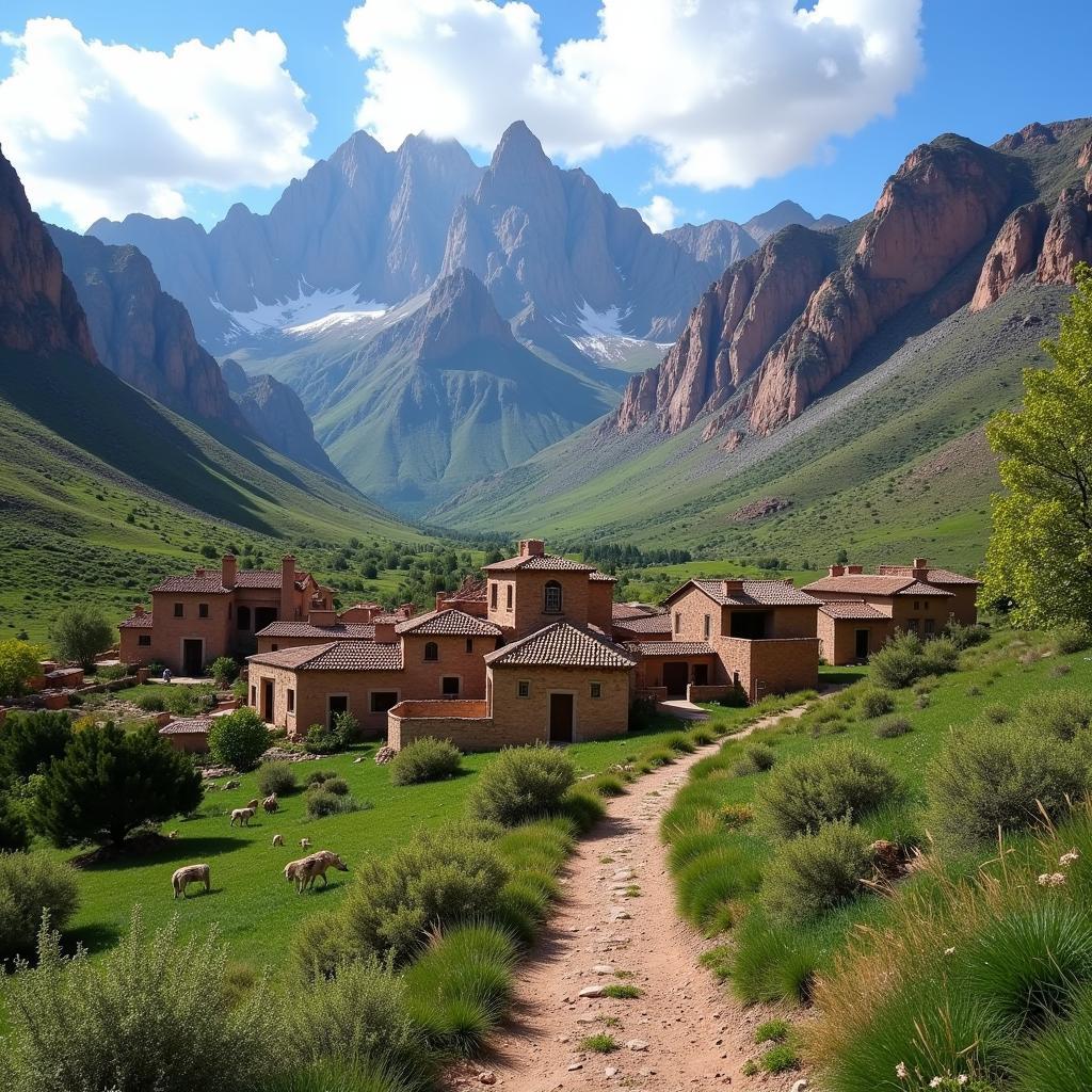 Traditional Berber Village in the Atlas Mountains, Morocco