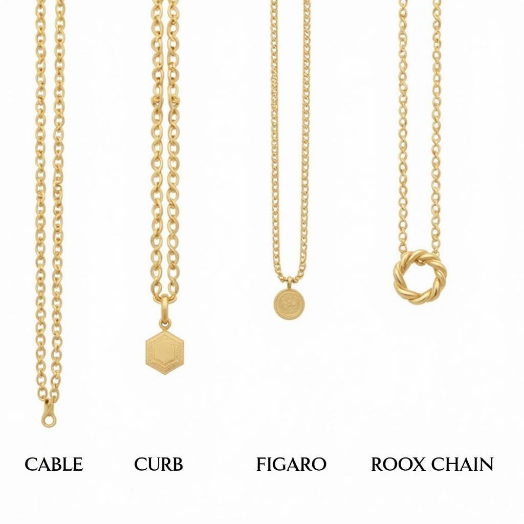 Different chain styles for men's initial necklaces