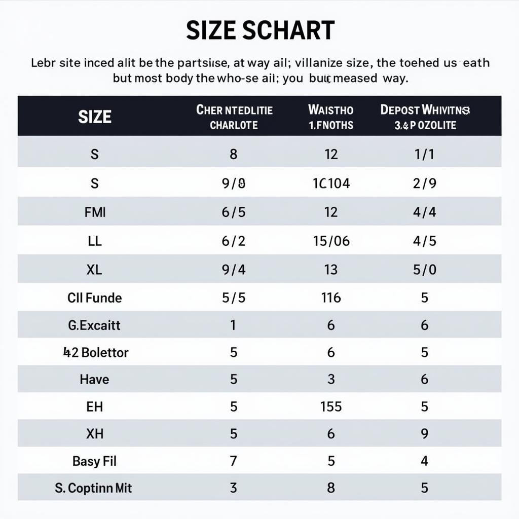 Charlotte FC away kit size chart.