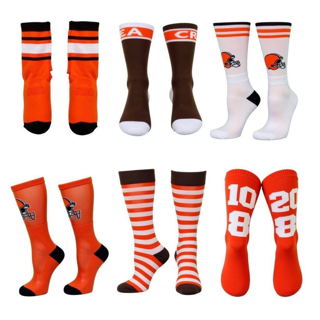 A Variety of Cleveland Browns Socks Showcasing Different Styles and Designs