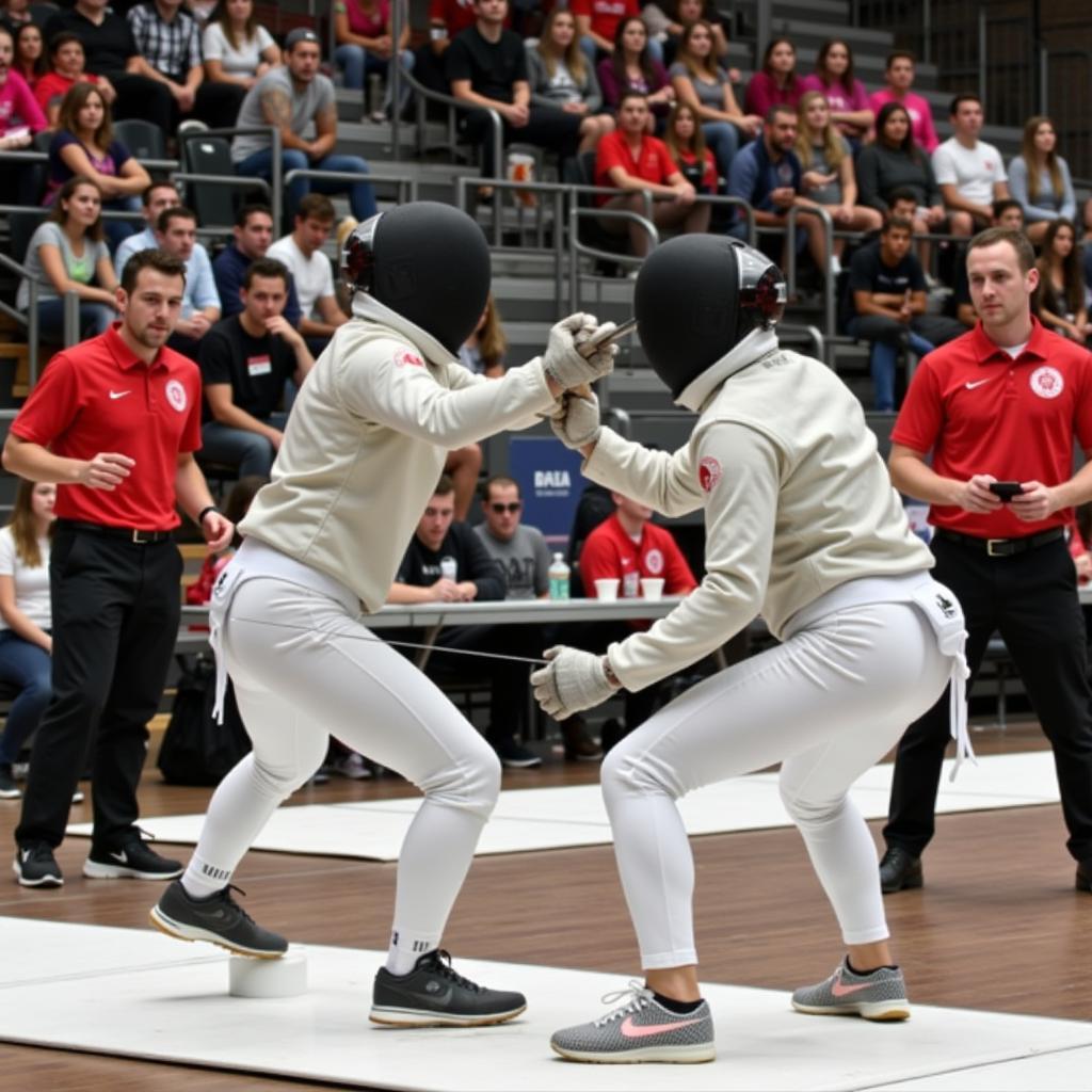 Collegiate Fencing Tournament Scene