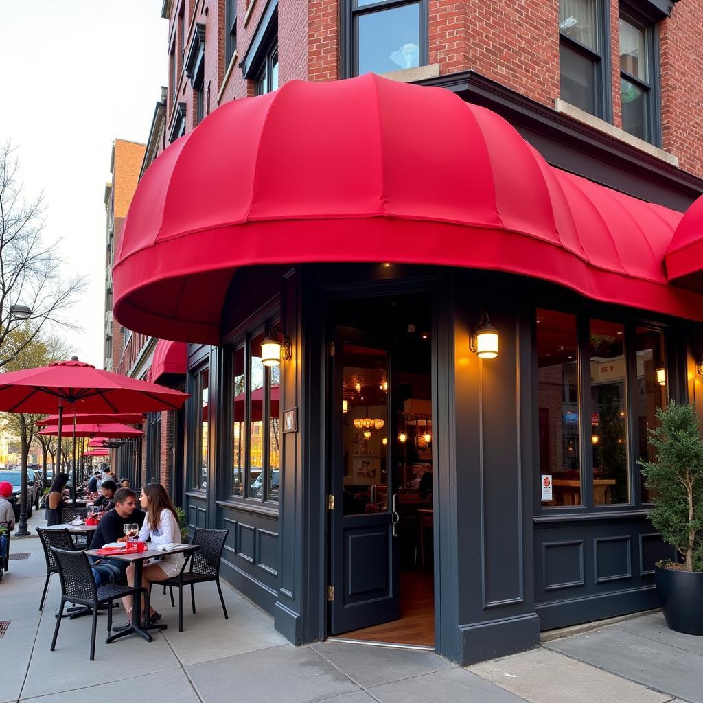 Commercial Curved Awning on a Restaurant