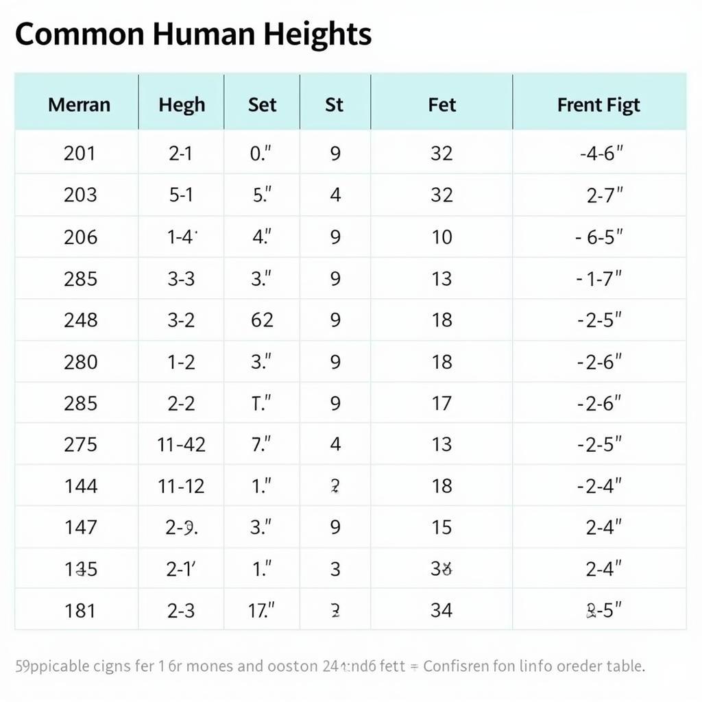 Common Height Conversions Table