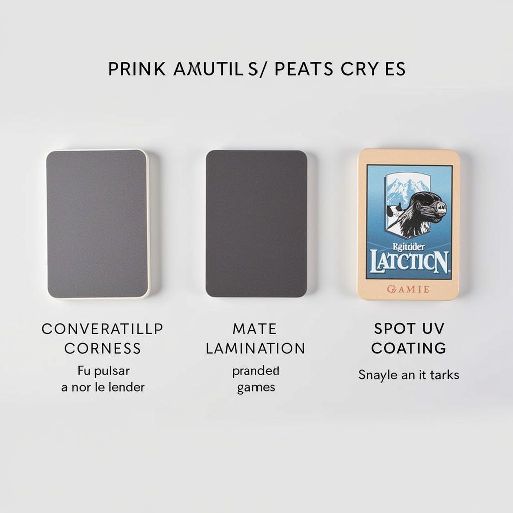 Examples of conversation card games with different finishing touches, such as rounded corners, matte lamination, and spot UV coating.