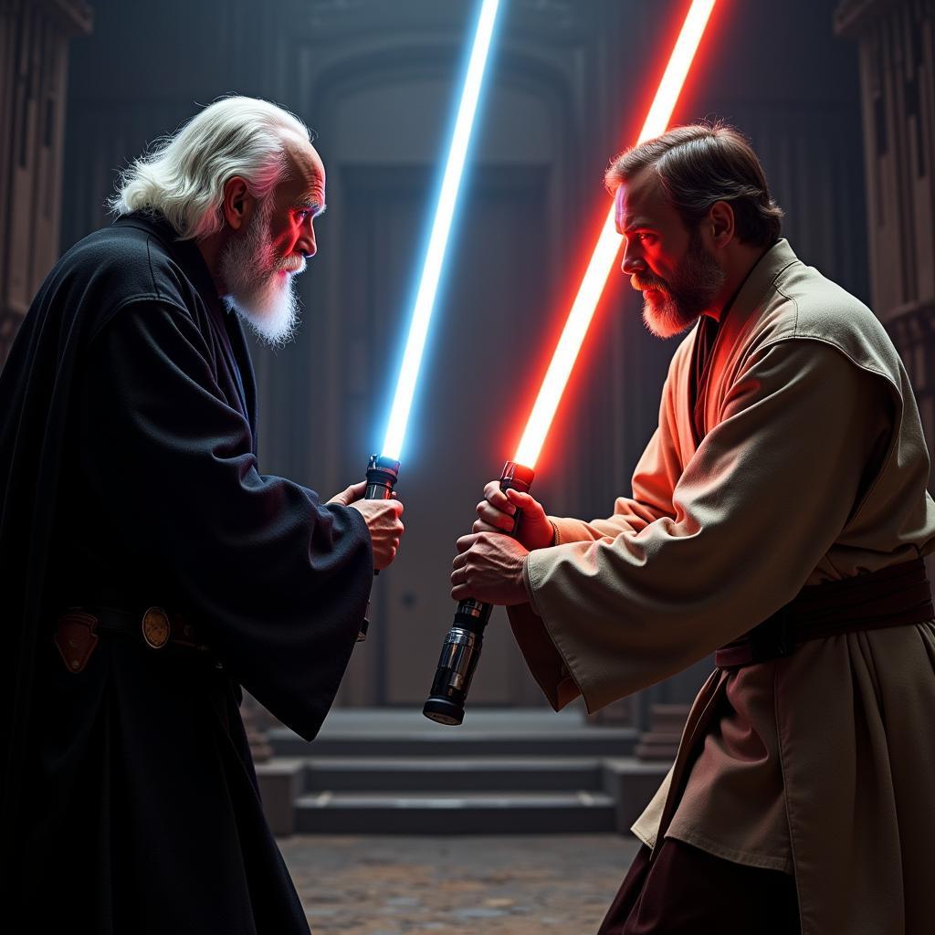 Count Dooku Dueling Obi-Wan Kenobi