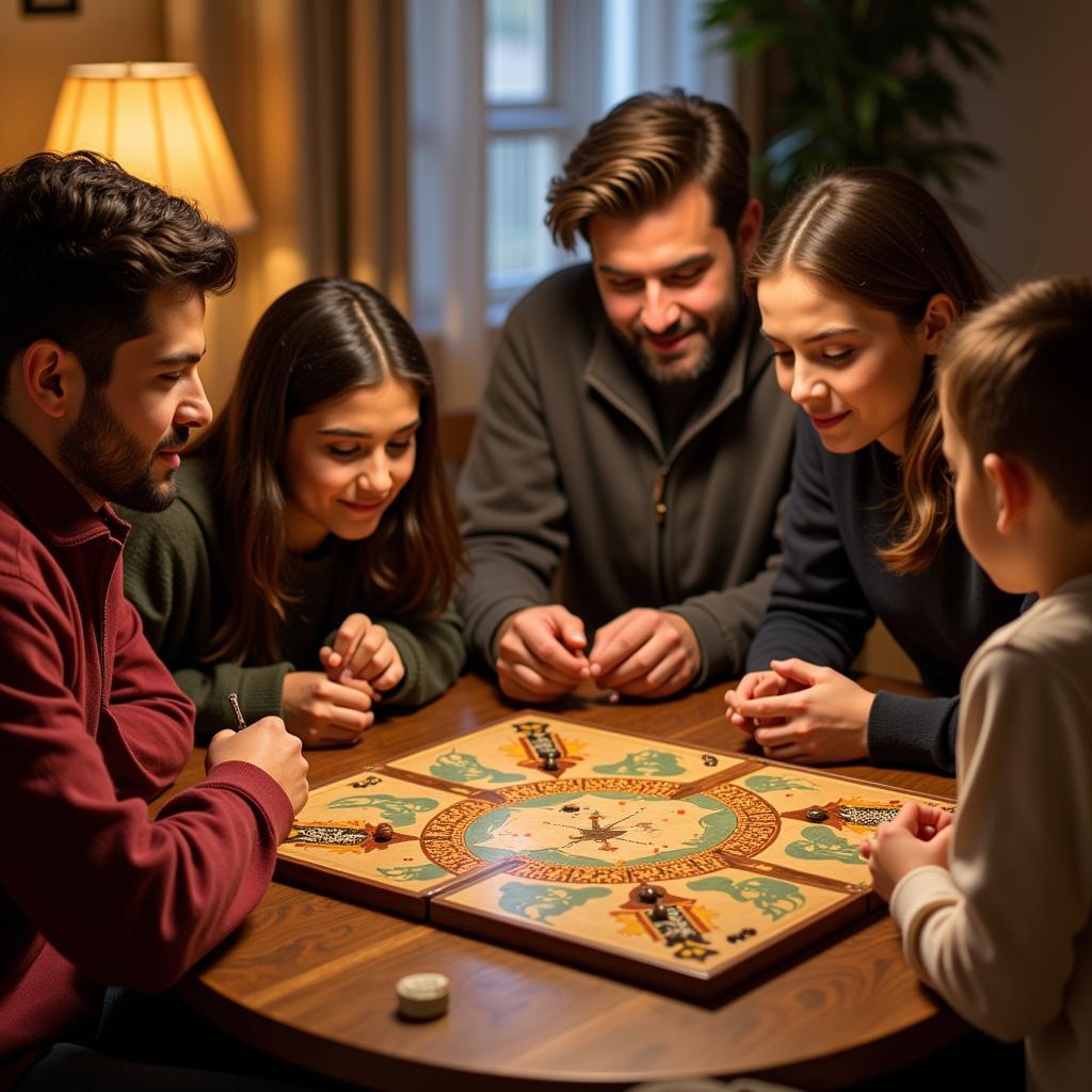 Family Playing Arabic Board Games