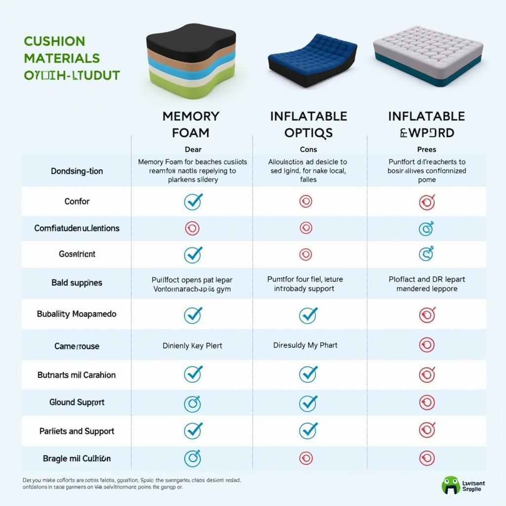 Comparison of Cushion Materials