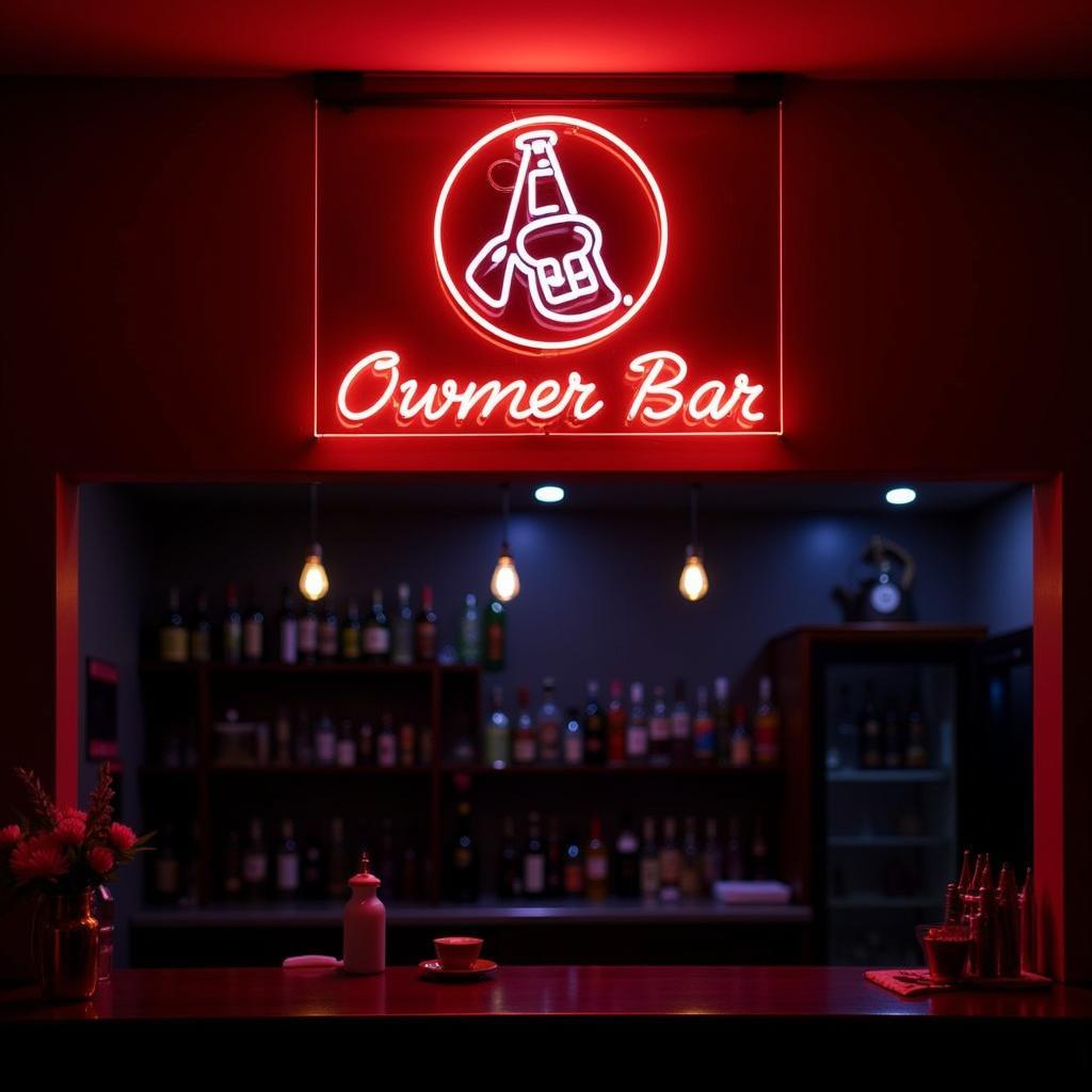 Custom Neon Baseball Sign in a Home Bar