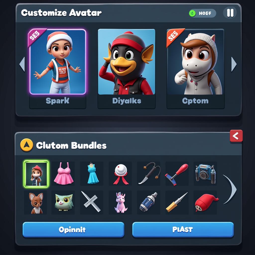 Customizing your avatar with items from a bundle