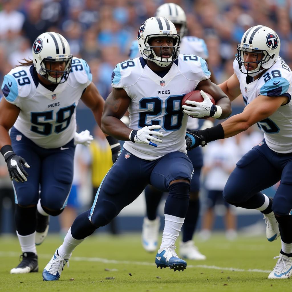 Derrick Henry breaking a tackle