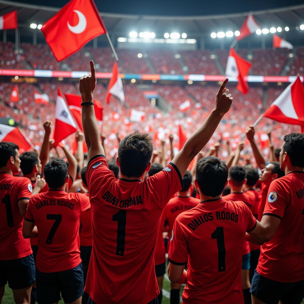 Diablos Rojos fans celebrating a victory