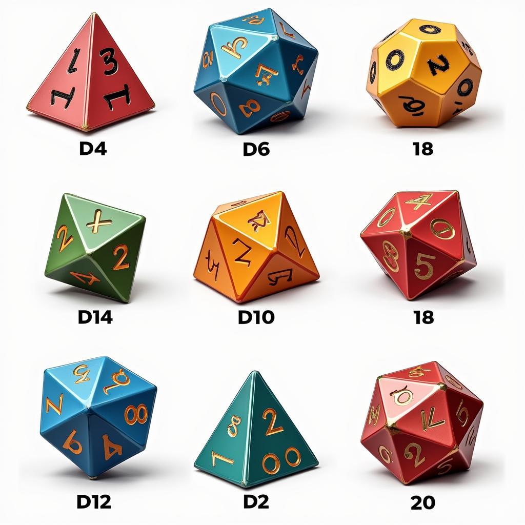 Various Dice Types for Tabletop Games