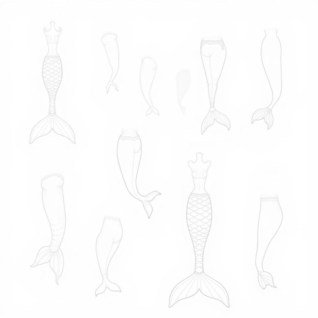 Different Mermaid Tail Designs Coloring Page