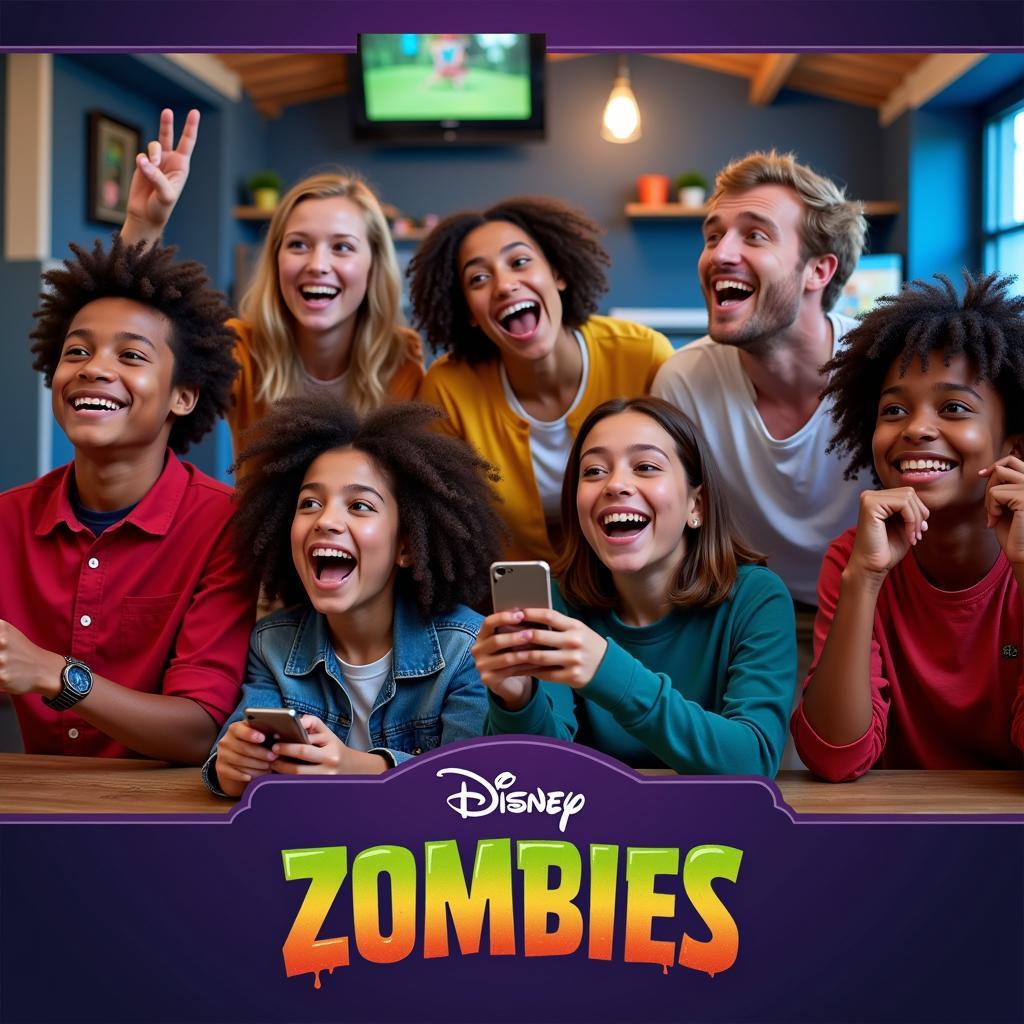 Disney Zombies Games for Everyone: A Joyful Image of Diverse Players Enjoying the Games, Highlighting the Inclusivity and Broad Appeal.