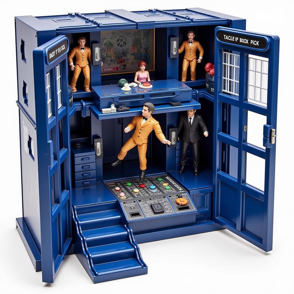 Doctor Who Playset showcasing the TARDIS interior with various figures.