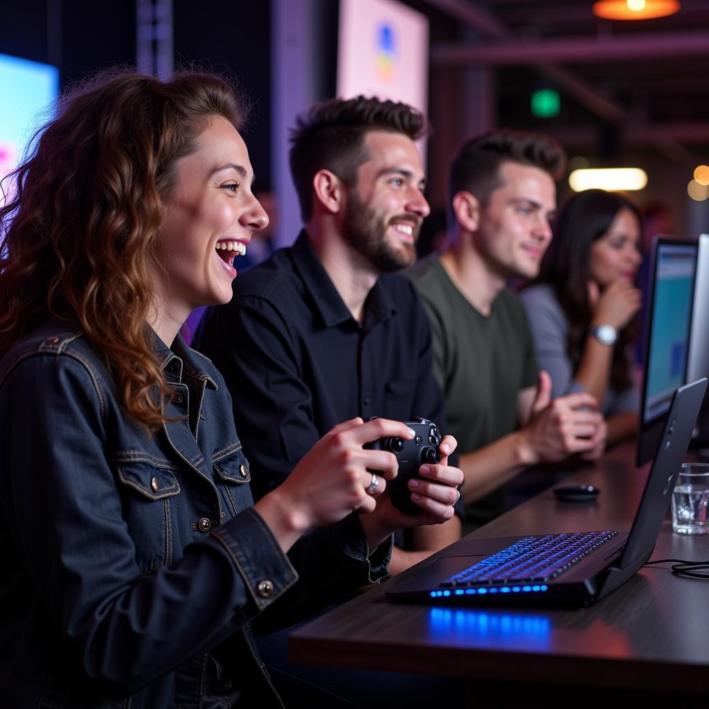 Gamer connecting with others at a local gaming event