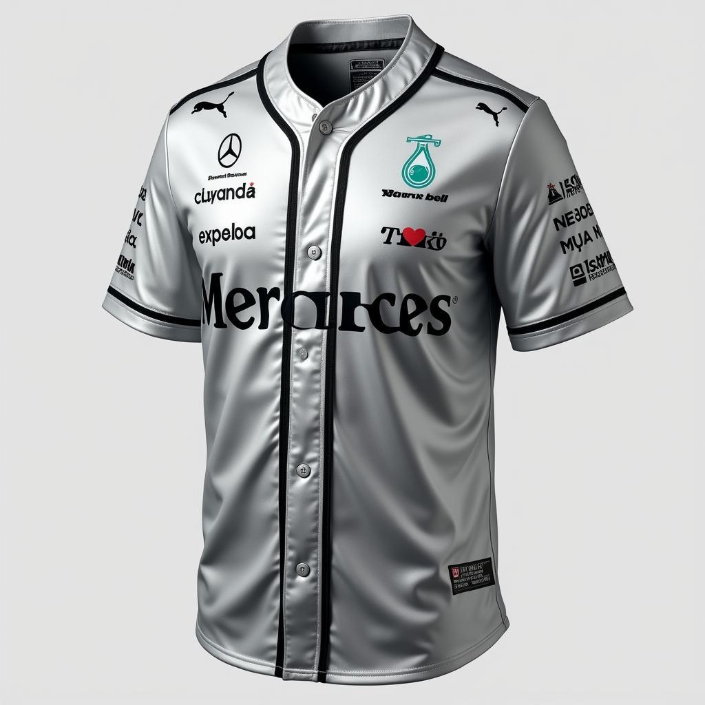 Mercedes F1 Baseball Jersey - Silver