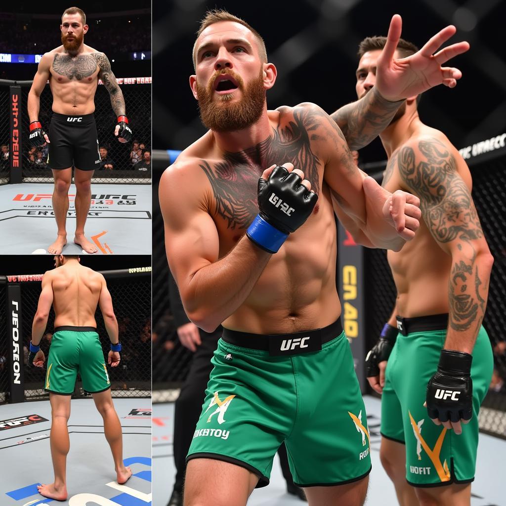 Famous UFC fighters wearing green shorts