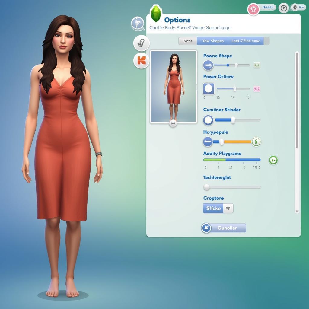 Sims 4 CAS Customization Showing Body Shape Options