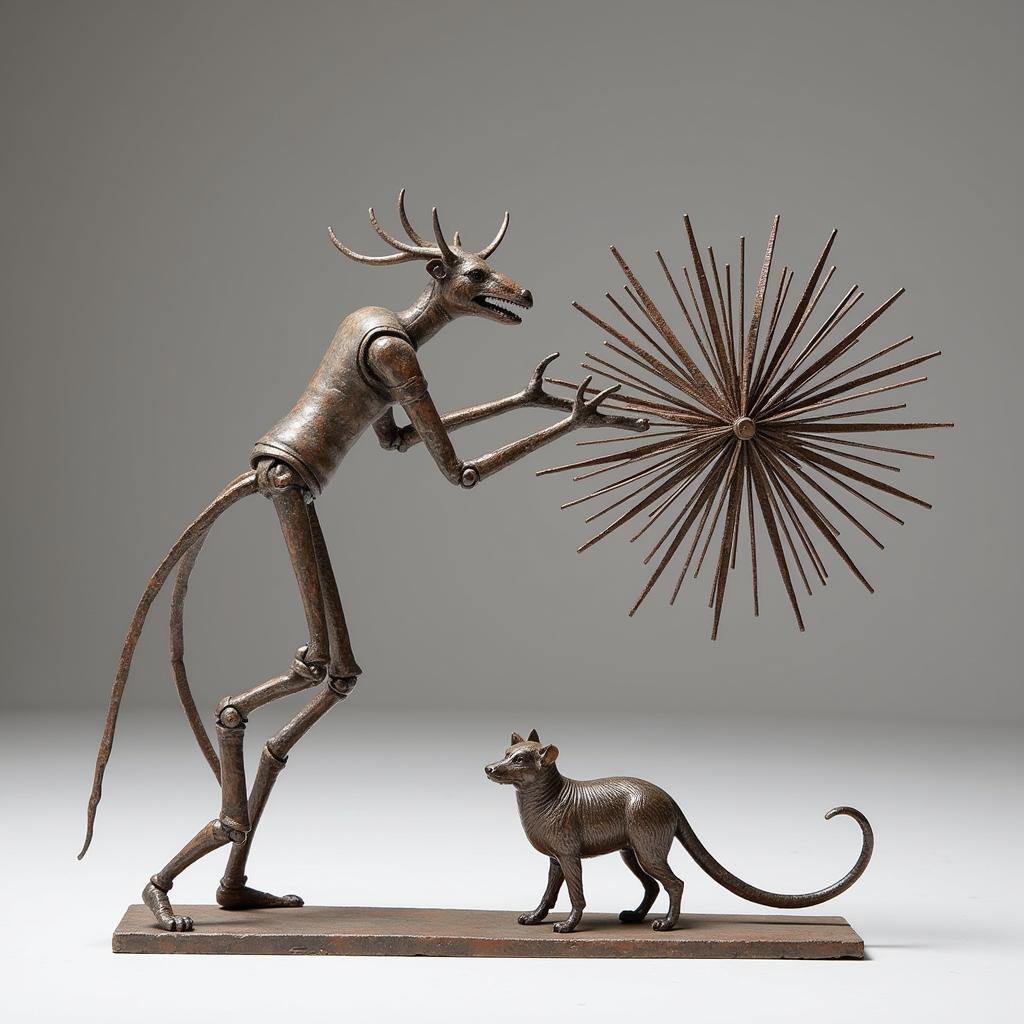 A completed metal sculpture created using a kit.