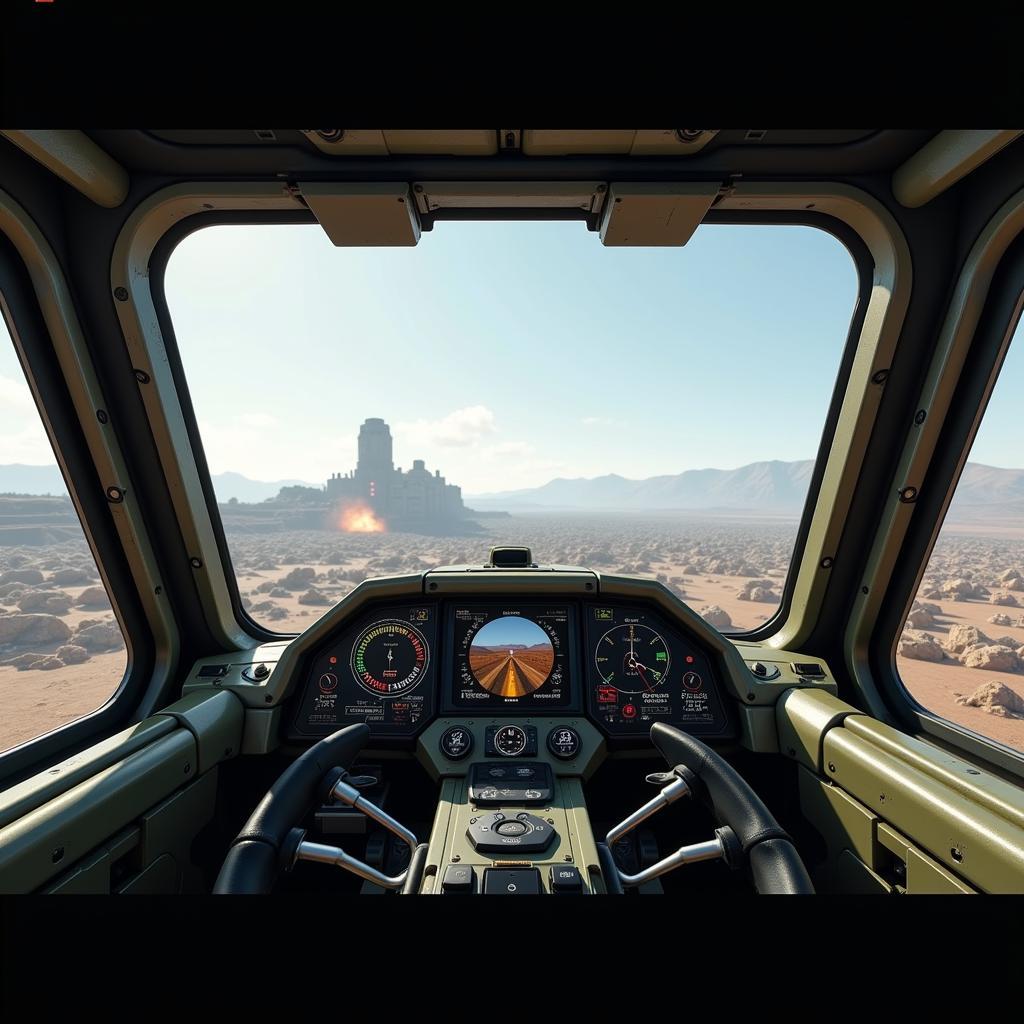 First Person View inside a Mech Cockpit