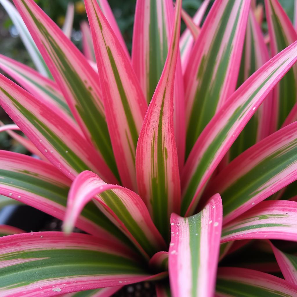 Close-up view of flamingo grass foliage