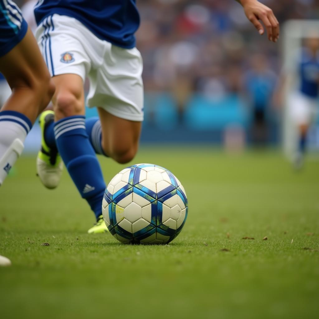 Football Player Kicking Ball with High Velocity