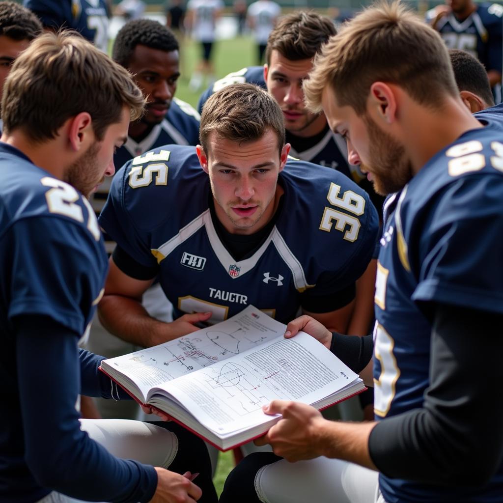 Football Players Studying Playbook