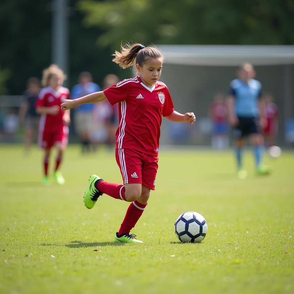 Gabby Carle playing youth soccer