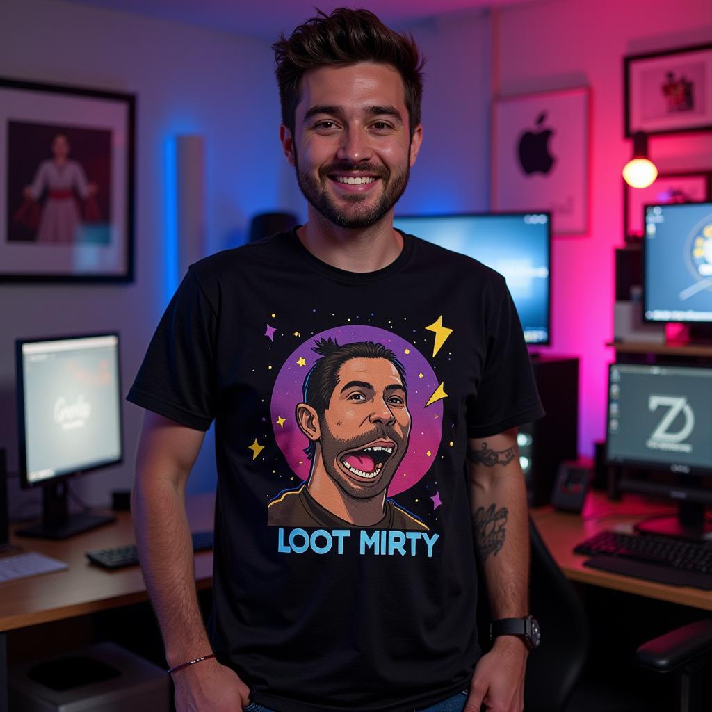 Gamer Proudly Wearing Loot Shirt