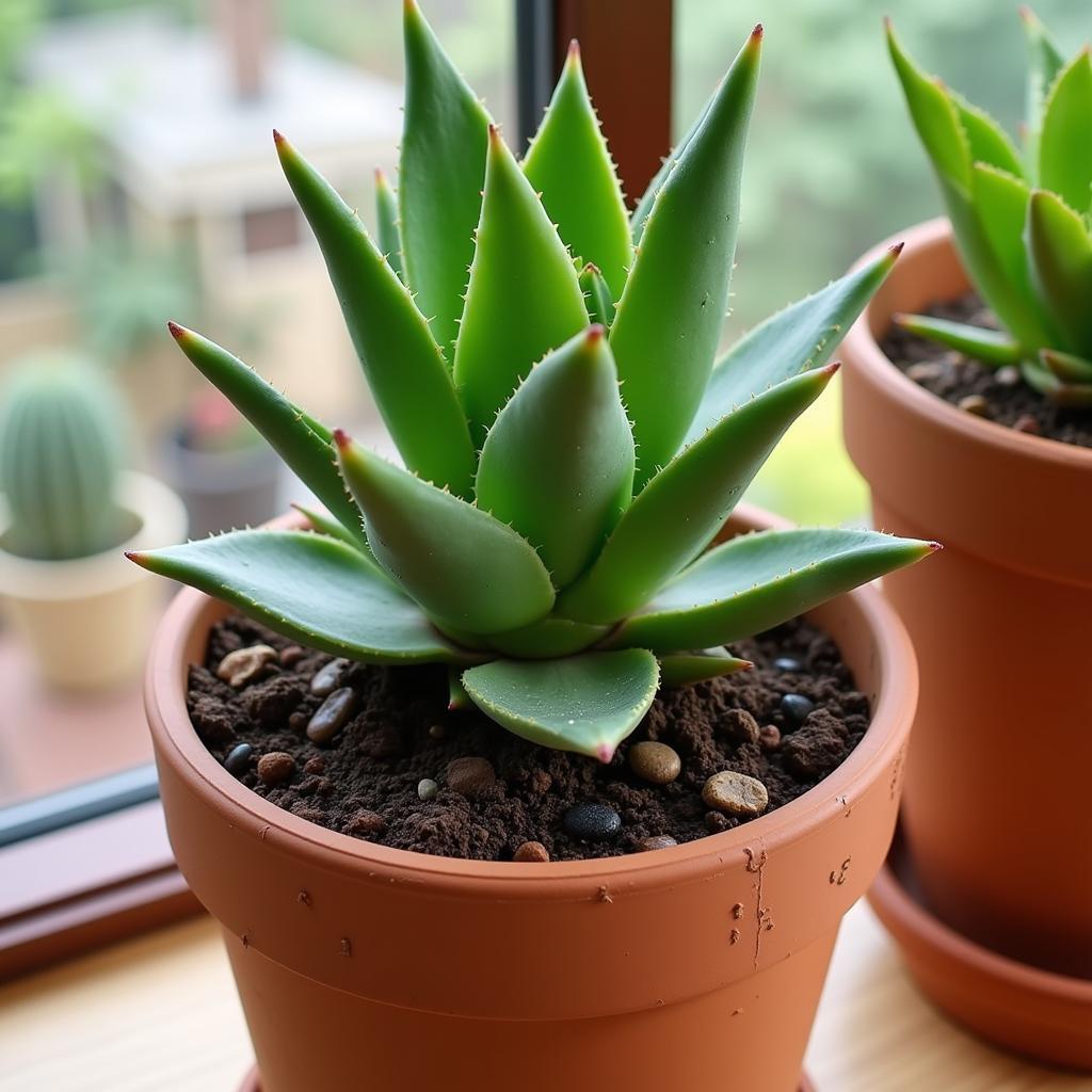 Ghost Aloe in a Terracotta Pot