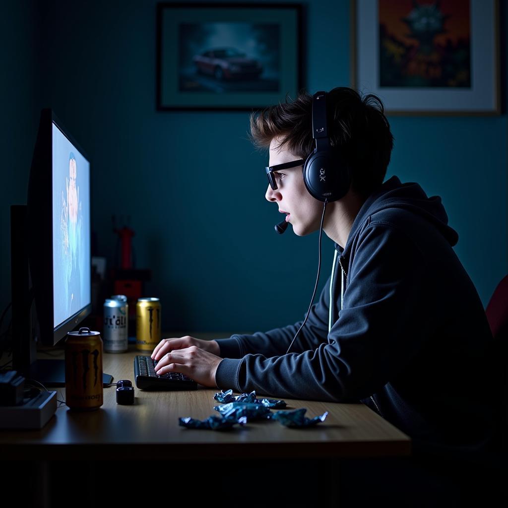 Gamer staying motivated during a challenging game