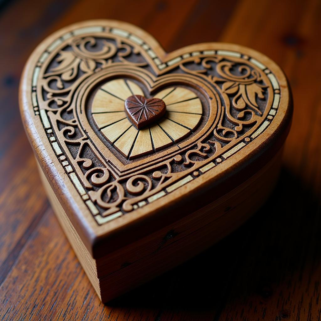 Heart-shaped Puzzle Box with Riddle