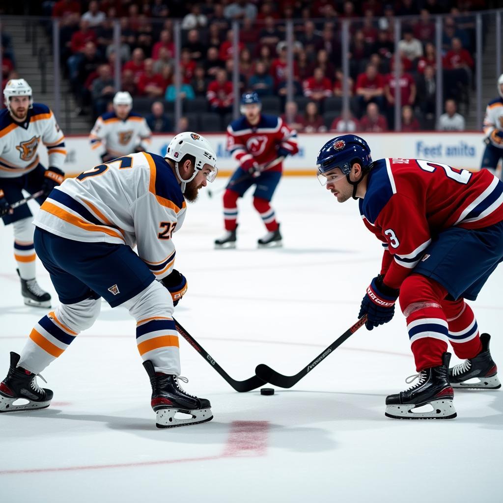 Hockey Players Facing Off