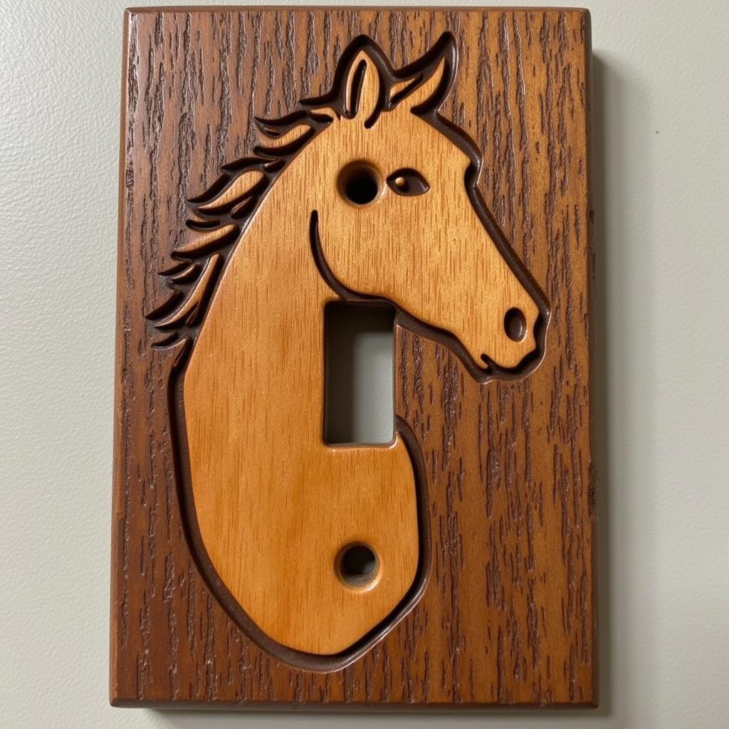 Rustic Wooden Horse Light Switch Cover