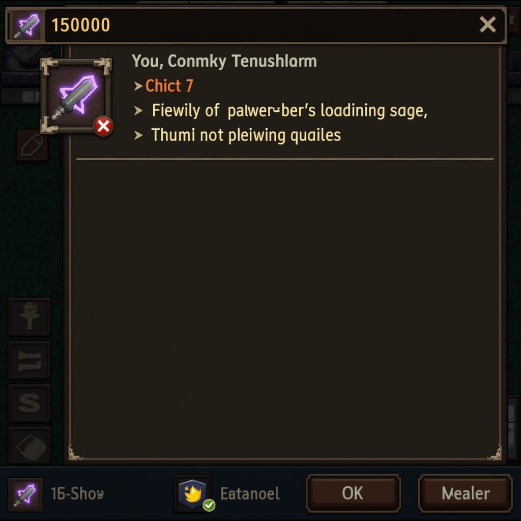 In-game currency display showing 150000 and item 7