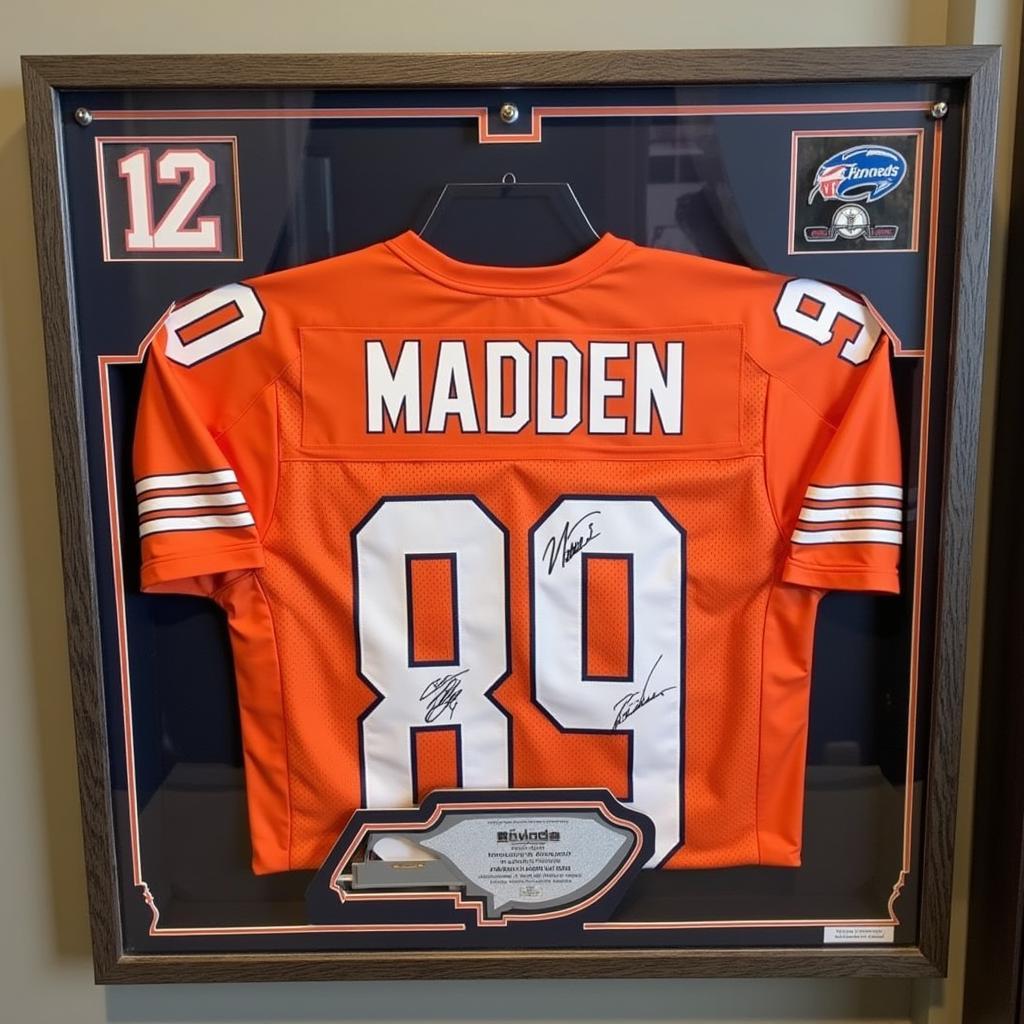 John Madden Signed Jersey in a Display Case