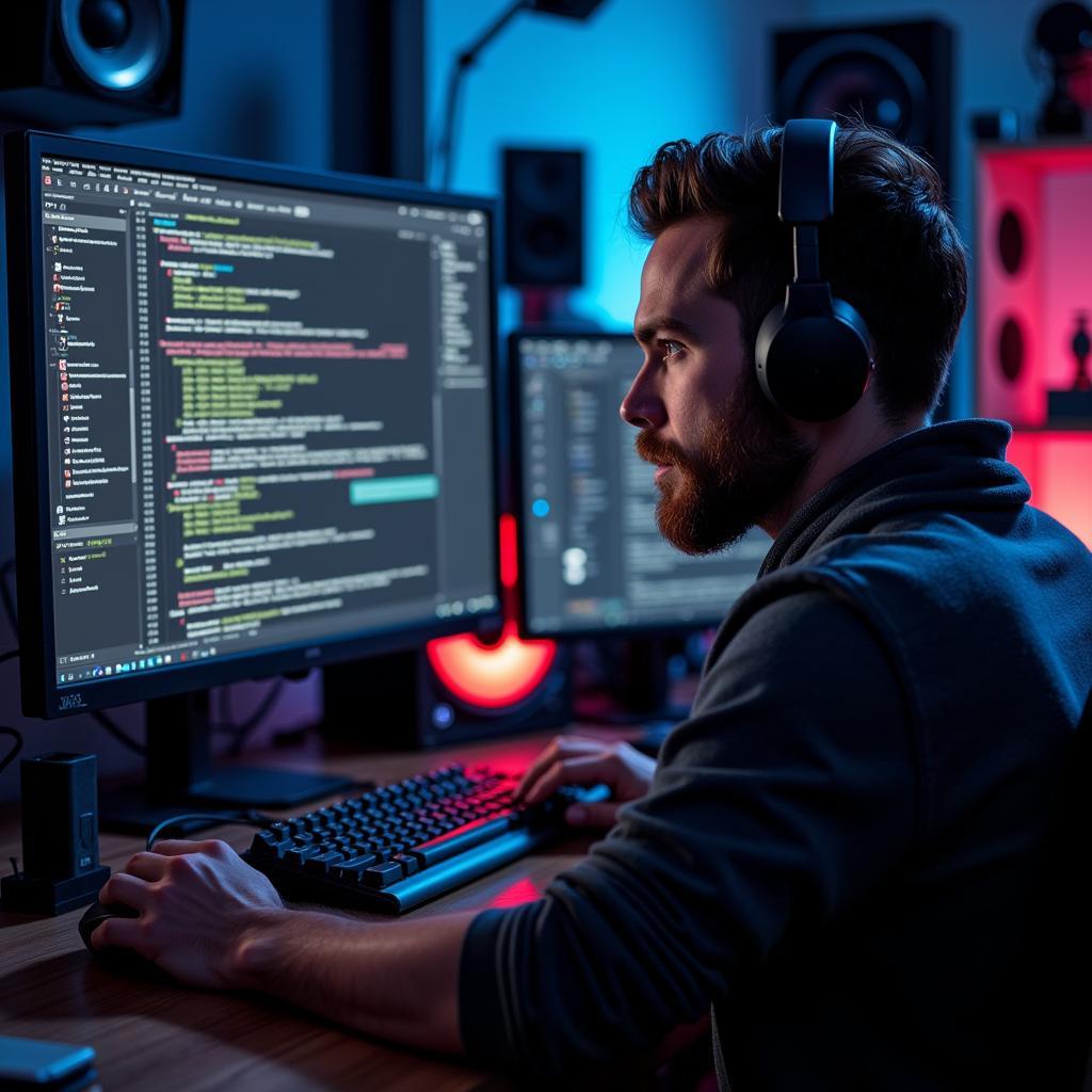 Josh Horne working at his computer