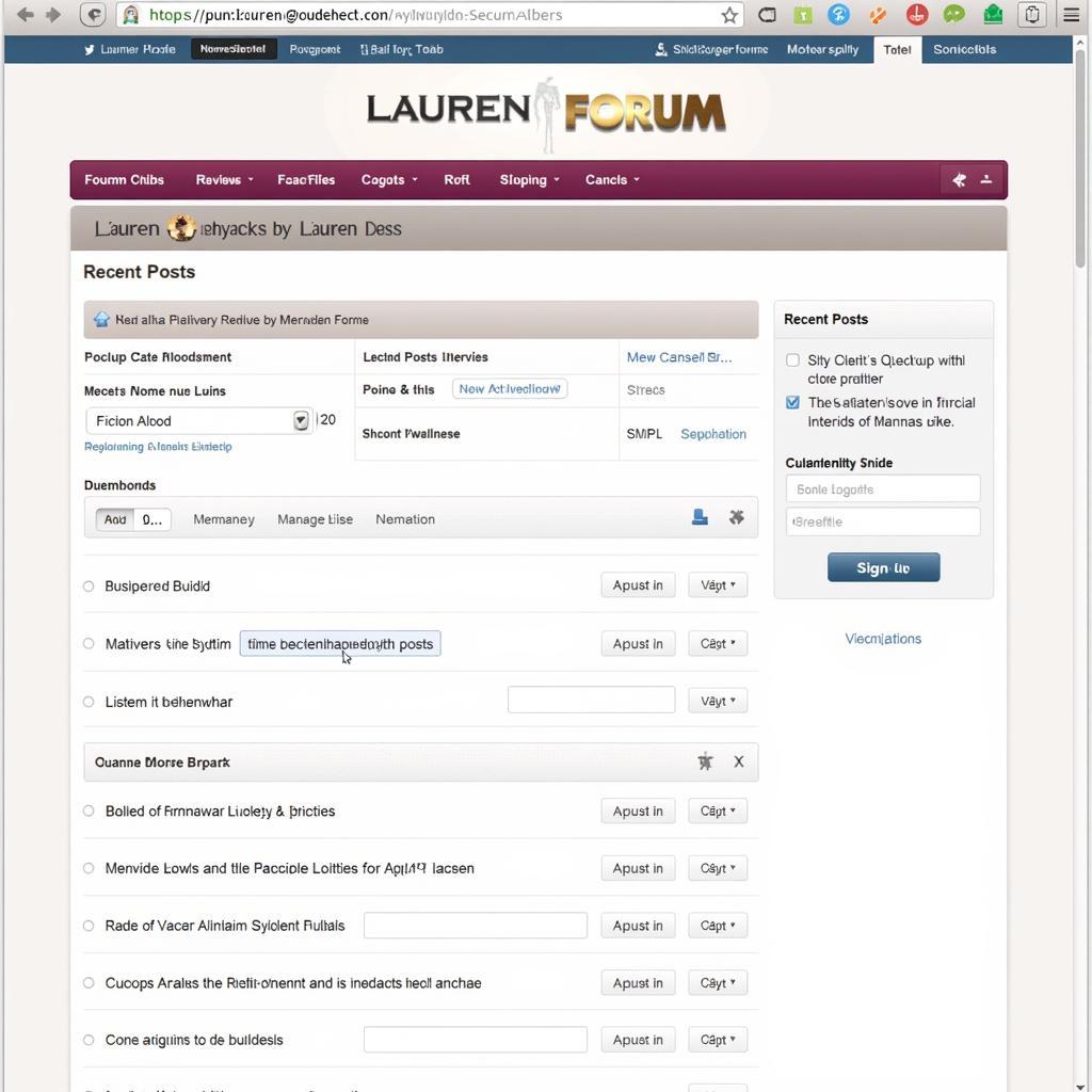 Screenshot of the Lauren Alexis Forum Homepage