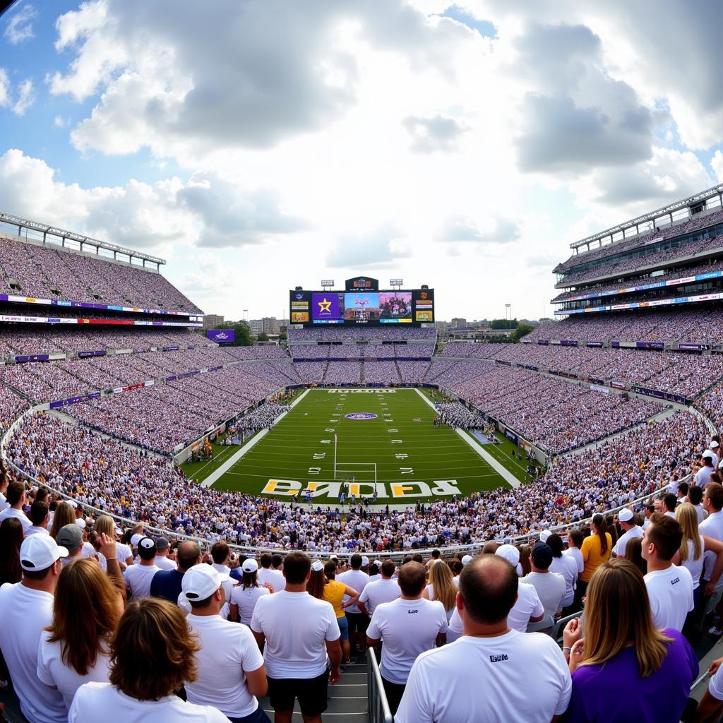 LSU Fans Wearing White in Tiger Stadium