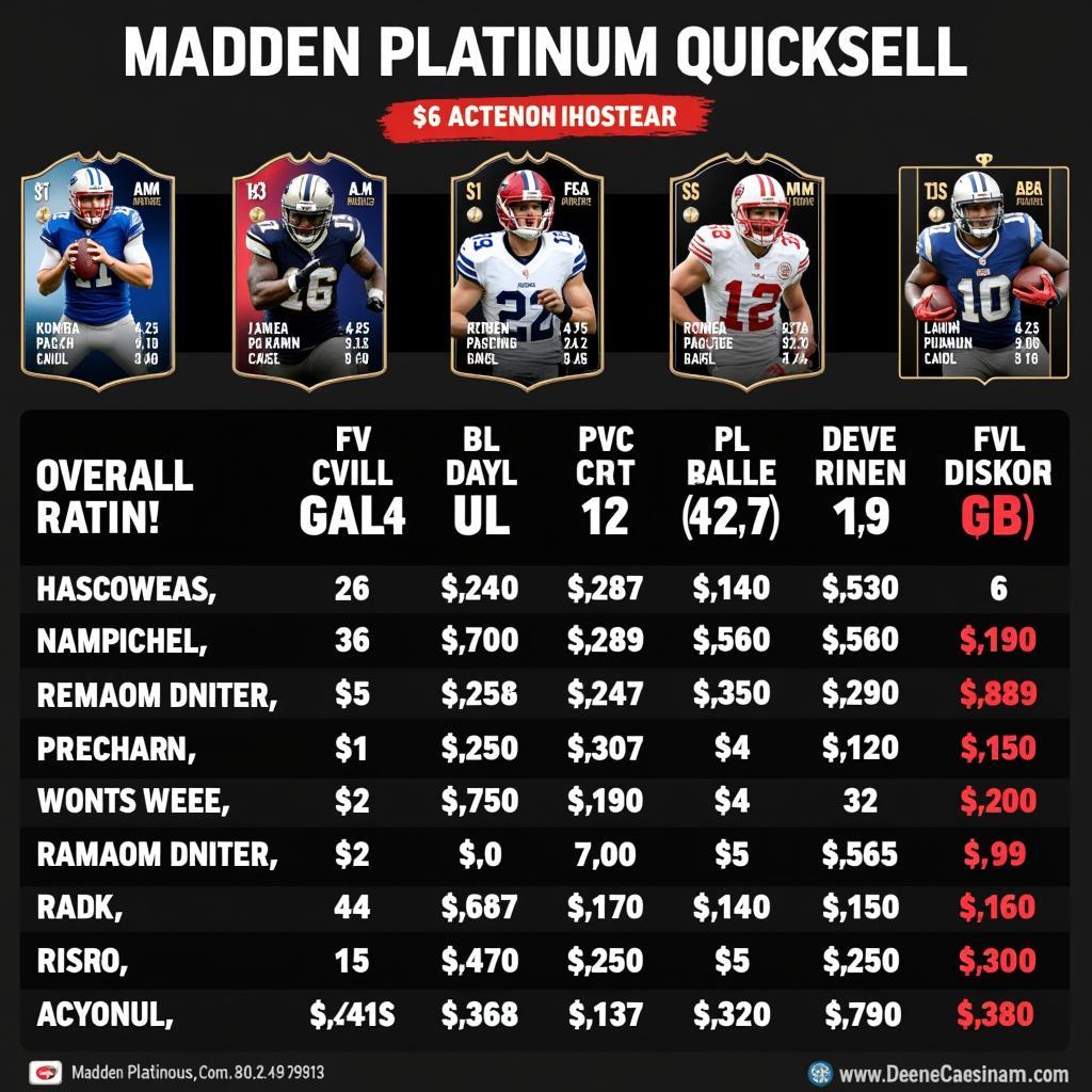 Madden Platinum Quicksell Values Chart