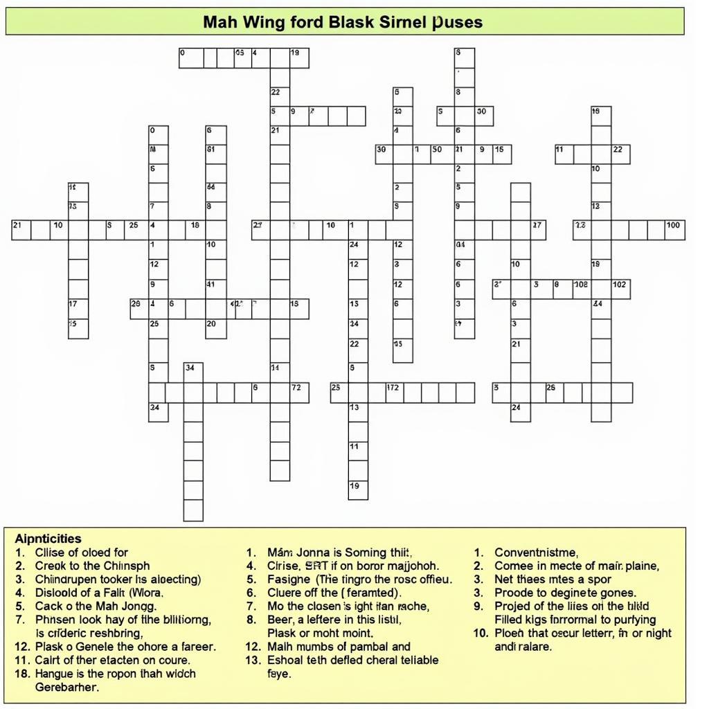 Example of a Mah Jongg Crossword Puzzle